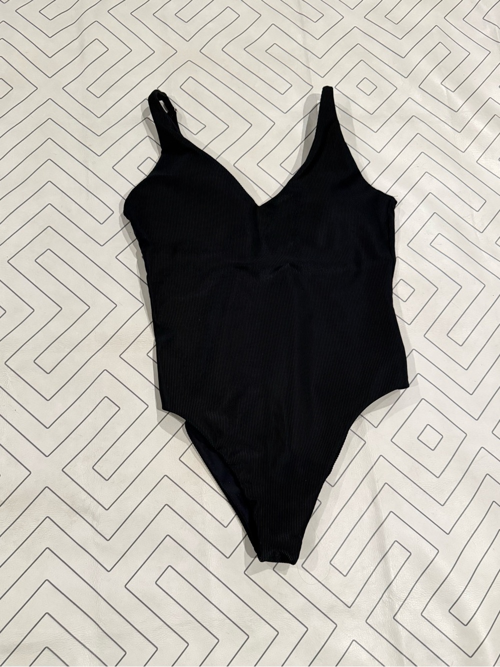 Beach Riot Classic Black Ribbed One-Piece Swimsuit